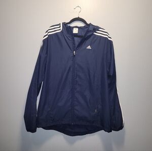 Adidas Navy Blue Windbreaker with Hood | Vintage | Y2K | Medium